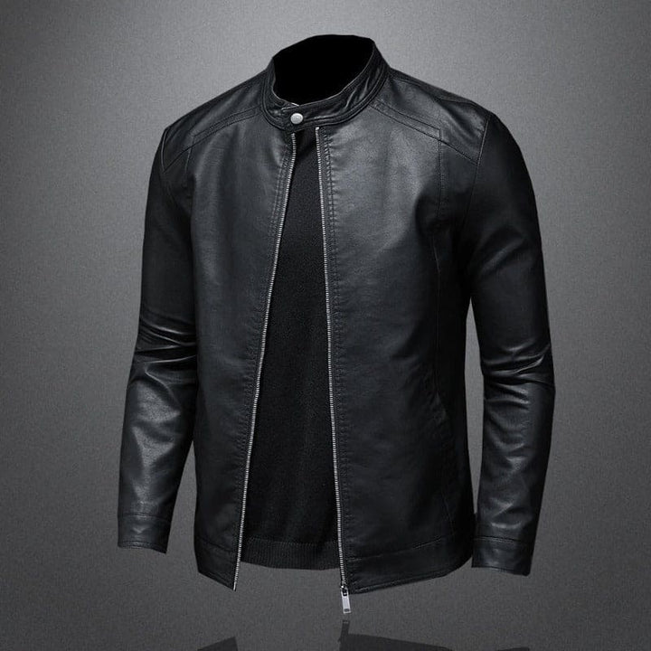 Stijlvolle heren leren motorjas met getailleerd biker-design voor de lente