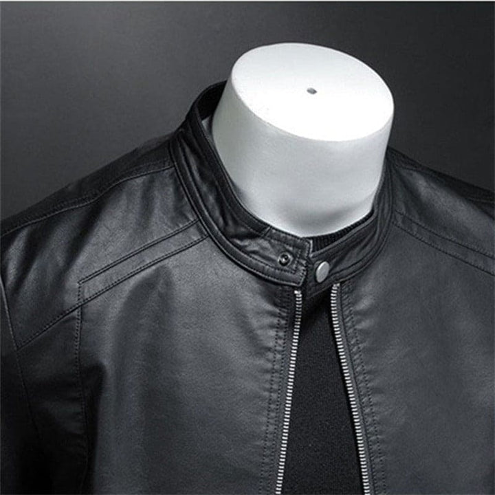 Stijlvolle heren leren motorjas met getailleerd biker-design voor de lente