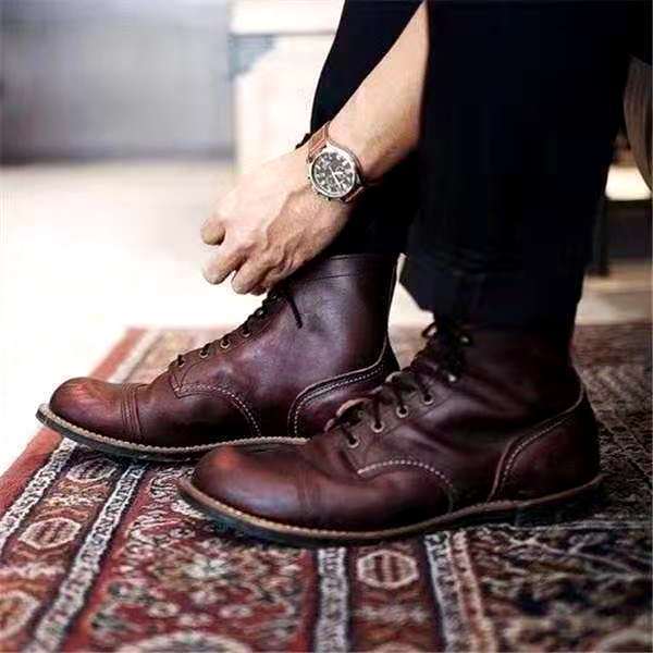 Heren retro veterschoenen van hoogwaardig leer, bieden optimale ondersteuning en comfort.
