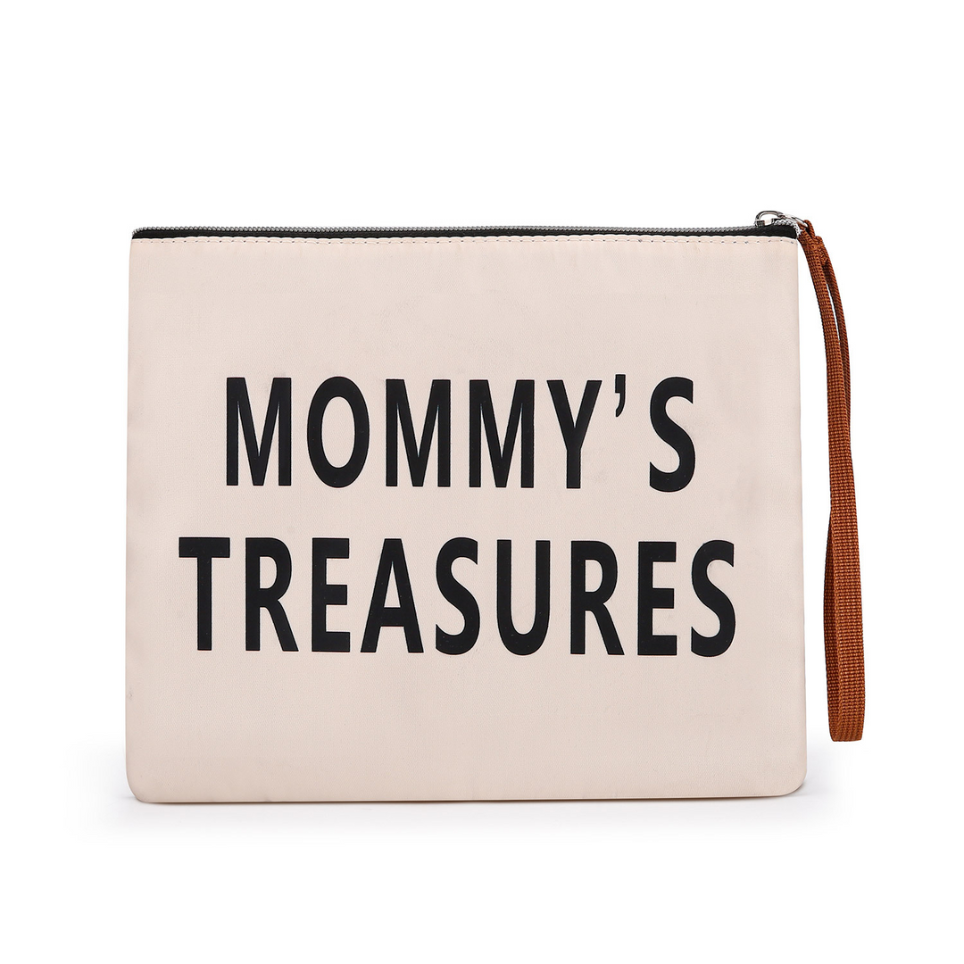 Stijlvolle 3-delige moedertassen set voor babybenodigdheden in beige met grote hoofdtas, extra tas en verschoonmat.
