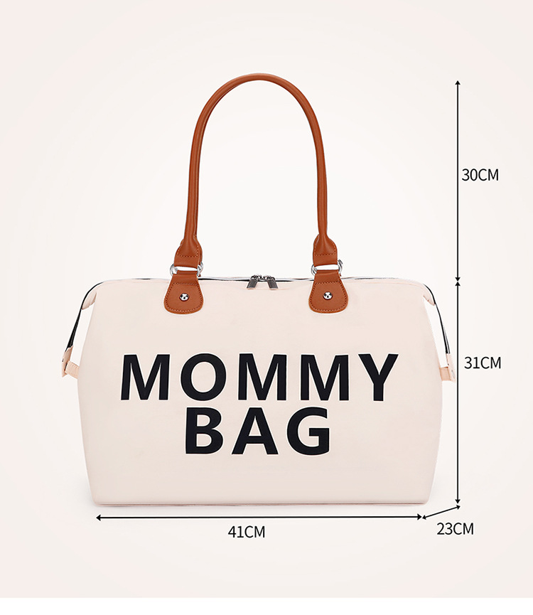 Stijlvolle 3-delige moedertassen set voor babybenodigdheden in beige met grote hoofdtas, extra tas en verschoonmat.