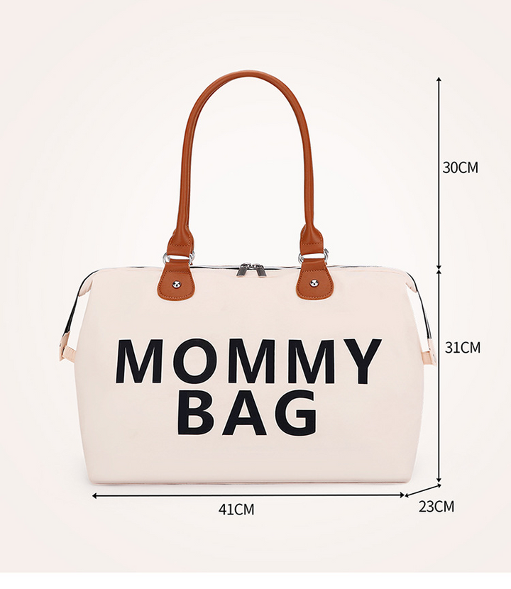 Stijlvolle 3-delige moedertassen set voor babybenodigdheden in beige met grote hoofdtas, extra tas en verschoonmat.