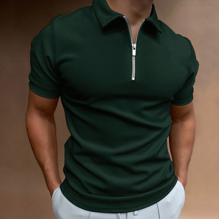 Stijlvol Herenpoloshirt met halve rits en getailleerde pasvorm, ideale bovenkleding voor de moderne man.
