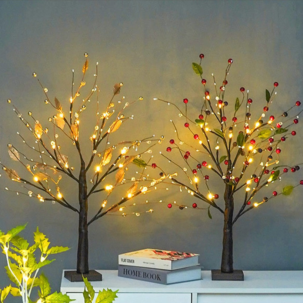 Sfeervolle LED lenteboom met warmwitte lichtjes en flexibele takken voor gezellige woondecoratie