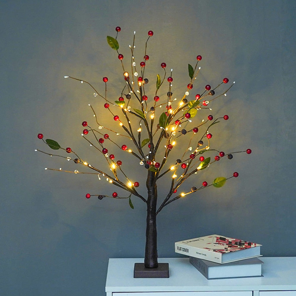 Sfeervolle LED lenteboom met warmwitte lichtjes en flexibele takken voor gezellige woondecoratie