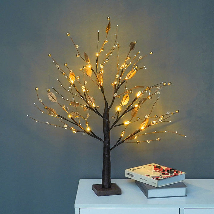 Sfeervolle LED lenteboom met warmwitte lichtjes en flexibele takken voor gezellige woondecoratie