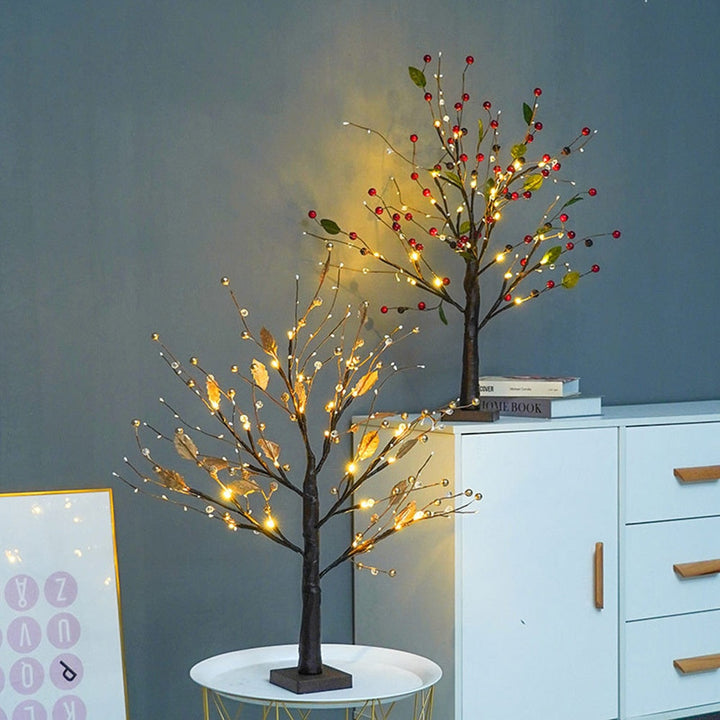 Sfeervolle LED lenteboom met warmwitte lichtjes en flexibele takken voor gezellige woondecoratie