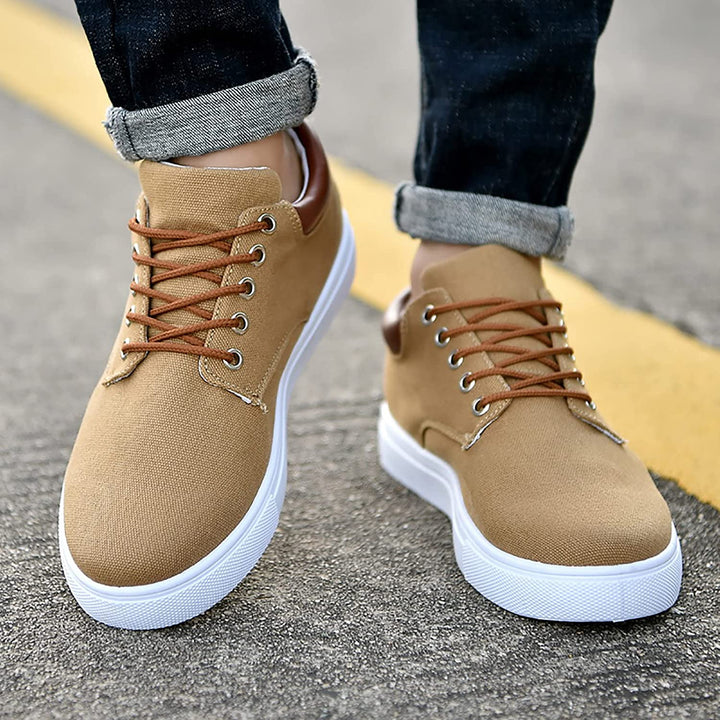 Stijlvolle David sneakers voor heren, laag model met een kenmerkende witte zool.