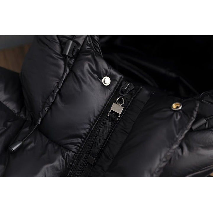Stijlvolle dames dons winterjas, waterdicht, elegant, zwarte kleur, houdt warm en biedt optimale bescherming.