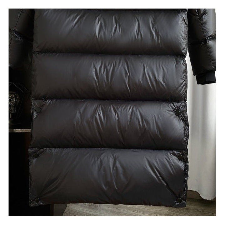 Stijlvolle dames dons winterjas, waterdicht, elegant, zwarte kleur, houdt warm en biedt optimale bescherming.