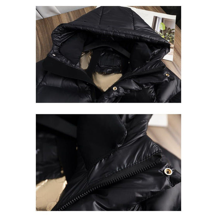 Stijlvolle dames dons winterjas, waterdicht, elegant, zwarte kleur, houdt warm en biedt optimale bescherming.