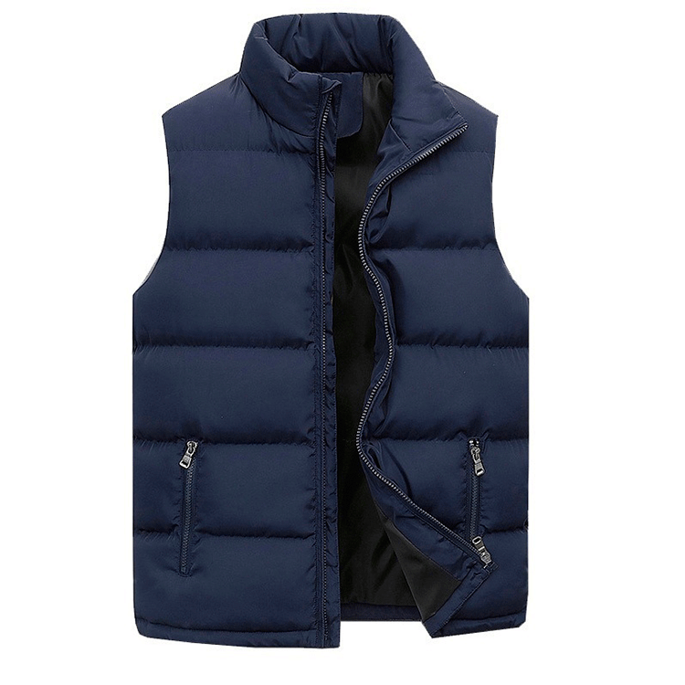 Stijlvol gewatteerd herenvest in zwart, warm en tijdloos, perfect voor koele dagen en veelzijdige outfits.
