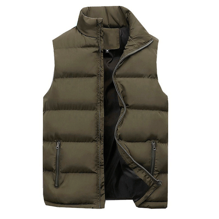 Stijlvolle heren gewatteerde bodywarmer in zwart, warm en tijdloos design, ideaal voor koele dagen en diverse outfits.