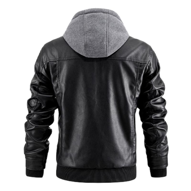 Stijlvol heren capuchonjack met ritszakken en afneembare capuchon in een modern, slank design.