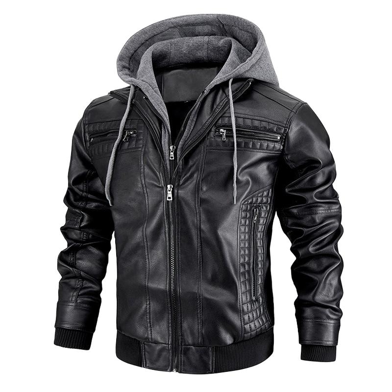 Stijlvol heren capuchonjack met ritszakken en afneembare capuchon in een modern, slank design.