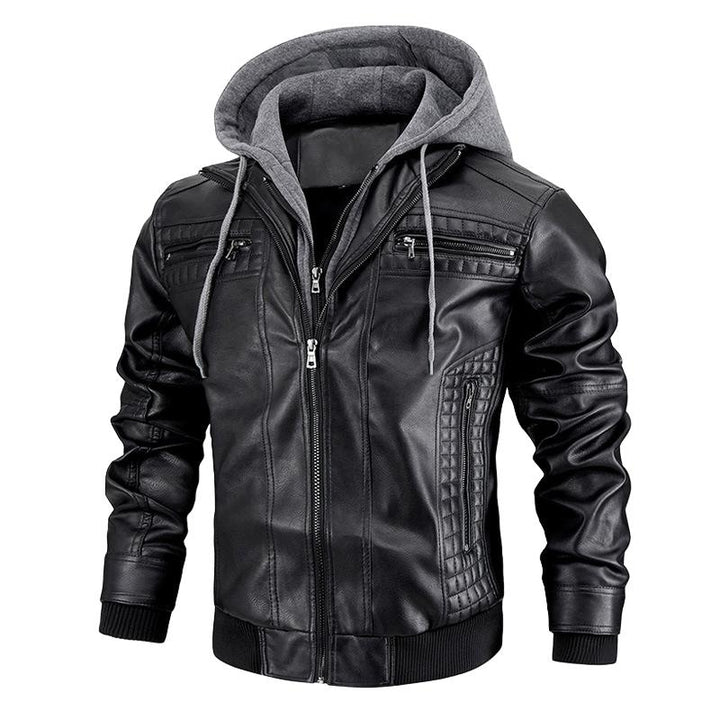 Stijlvol heren capuchonjack met ritszakken en afneembare capuchon in een modern, slank design.