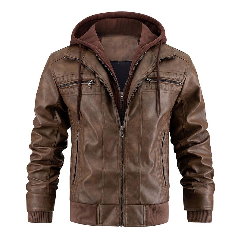 Stijlvol heren capuchonjack met ritszakken en afneembare capuchon in een modern, slank design.