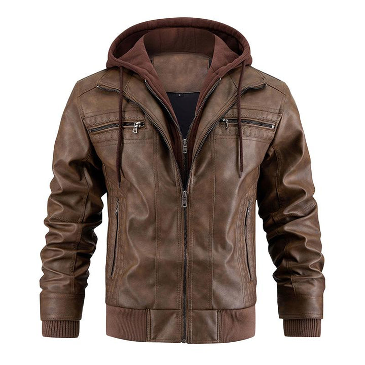 Stijlvol heren capuchonjack met ritszakken en afneembare capuchon in een modern, slank design.