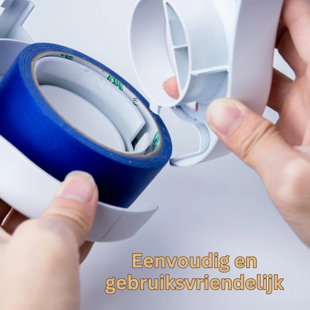 Universele SwiftTape applicator, perfect voor diverse afplaktapes en schilderklussen; onmisbaar doe-het-zelf gereedschap.