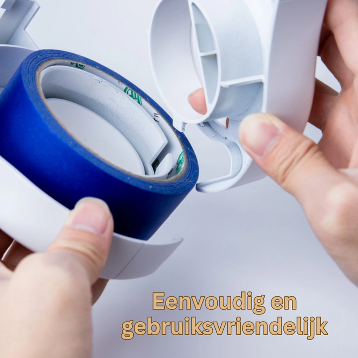 Universele SwiftTape applicator, perfect voor diverse afplaktapes en schilderklussen; onmisbaar doe-het-zelf gereedschap.