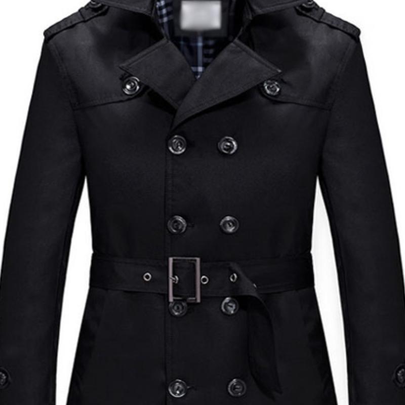 Getailleerde heren trenchcoat, dubbele rij, middellang, in beige, ideale stijlvolle jas voor koele dagen.