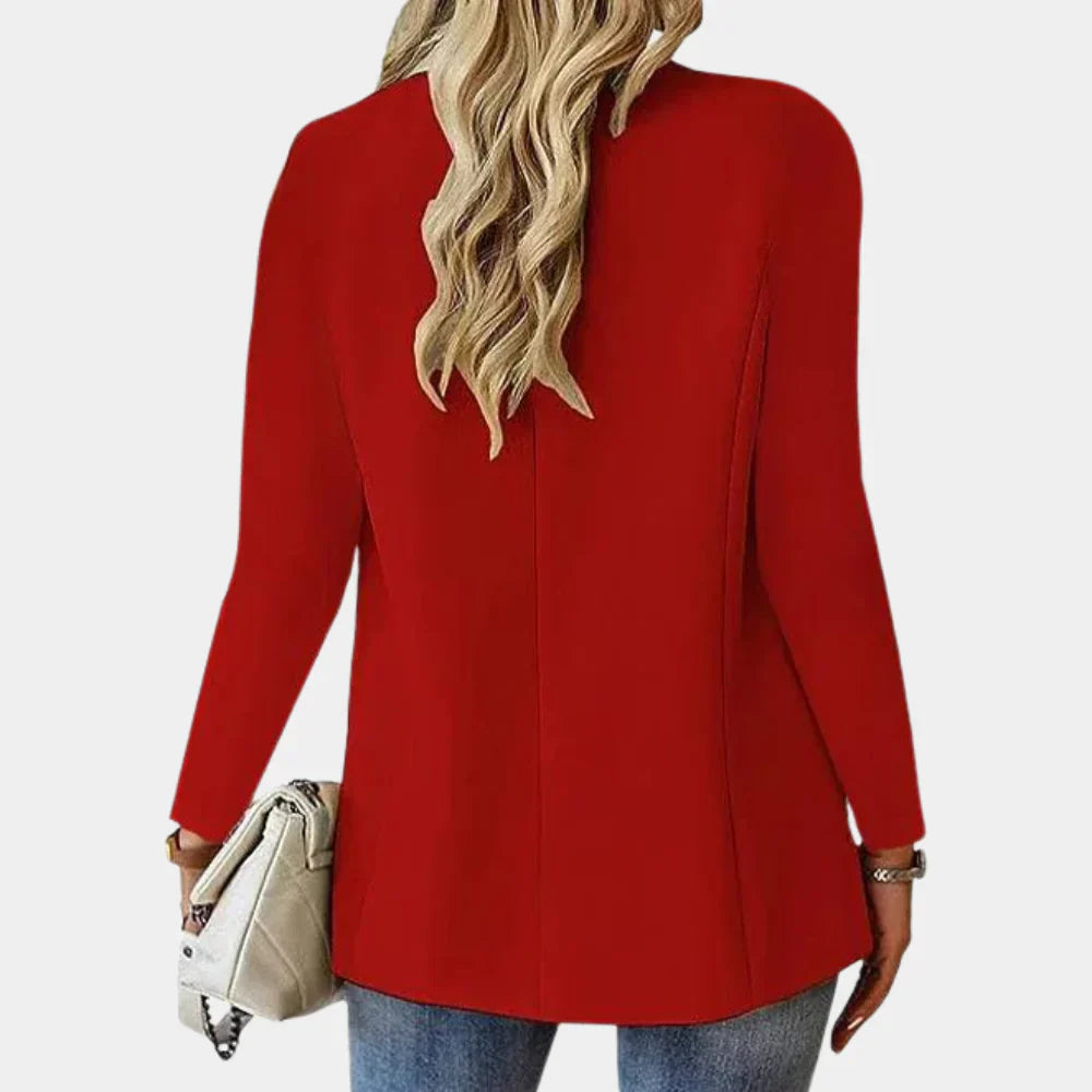 Getailleerde rode zomerblazer voor dames, modern gesneden, van stretchmateriaal voor elegant comfort en veelzijdige stijl