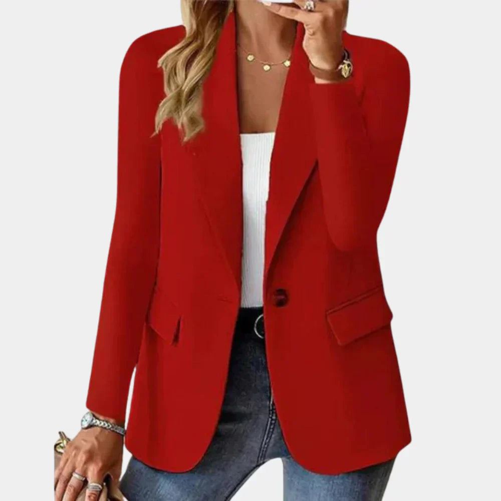 Getailleerde rode zomerblazer voor dames, modern gesneden, van stretchmateriaal voor elegant comfort en veelzijdige stijl