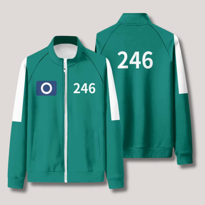 Trainingspak Squid Game, groen, met nummering, ideaal voor cosplay, zachte stof, comfortabele pasvorm, herenkostuum