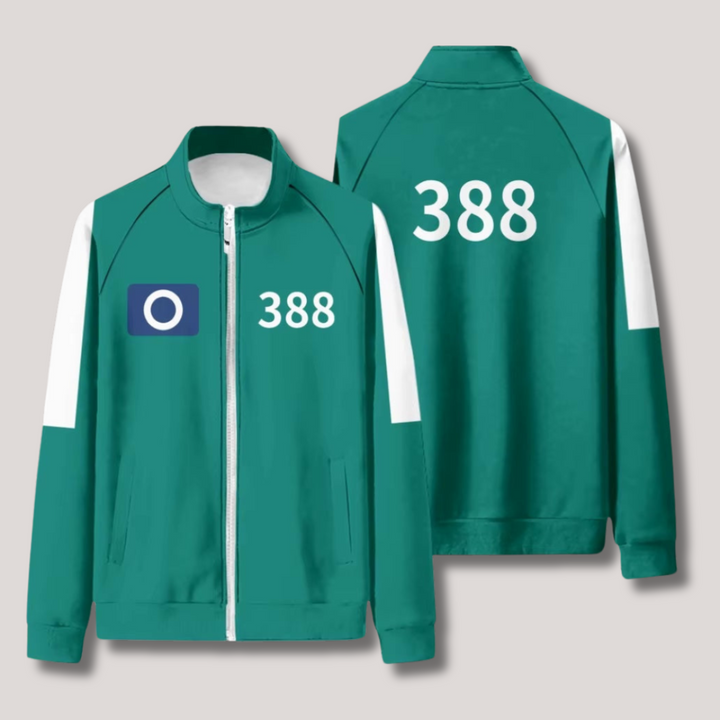 Trainingspak Squid Game, groen, met nummering, ideaal voor cosplay, zachte stof, comfortabele pasvorm, herenkostuum