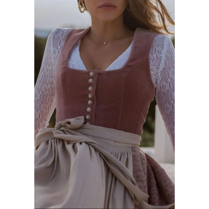 Traditionele dames dirndl jurk met vierkante halslijn, Beierse elegantie, perfecte Oktoberfest outfit, midi-lengte.