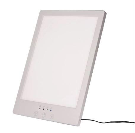 Compacte draagbare zonlichttherapielamp met 56 LED-kralen, instelbare helderheid voor stemmingsverbetering.