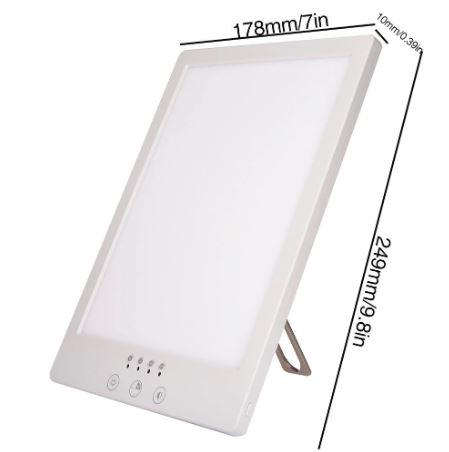 Compacte draagbare zonlichttherapielamp met 56 LED-kralen, instelbare helderheid voor stemmingsverbetering.