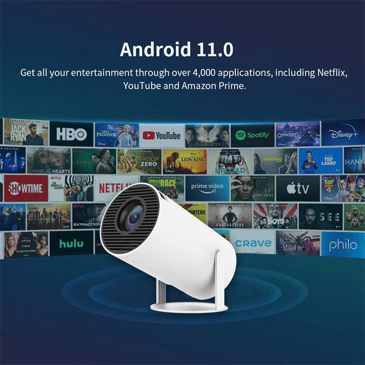 Draagbare 4K Smart Projector met WiFi & Bluetooth, 180 graden draaibaar, ideaal voor hoogwaardige thuisbioscoop projecties.