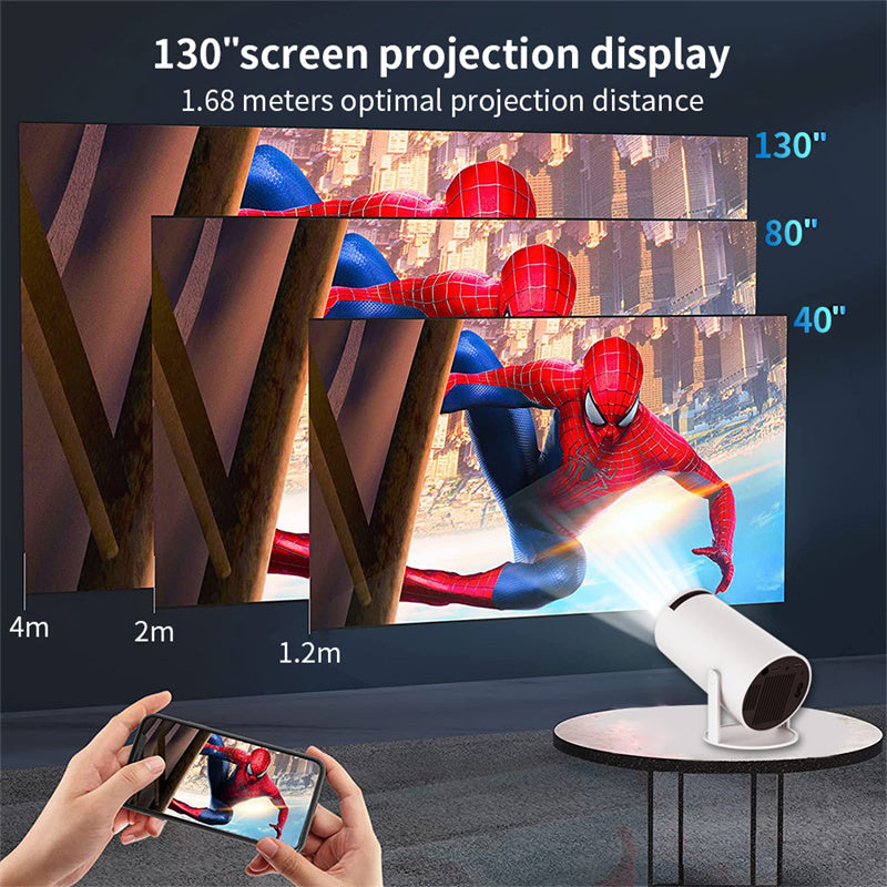 Draagbare 4K Smart Projector met WiFi & Bluetooth, 180 graden draaibaar, ideaal voor hoogwaardige thuisbioscoop projecties.