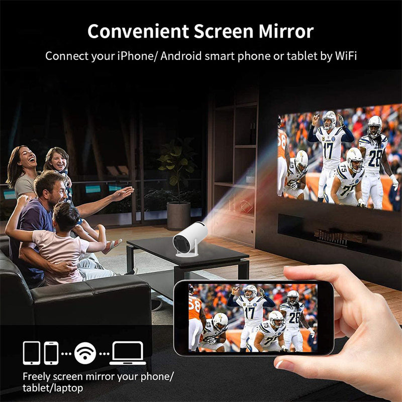 Draagbare 4K Smart Projector met WiFi & Bluetooth, 180 graden draaibaar, ideaal voor hoogwaardige thuisbioscoop projecties.