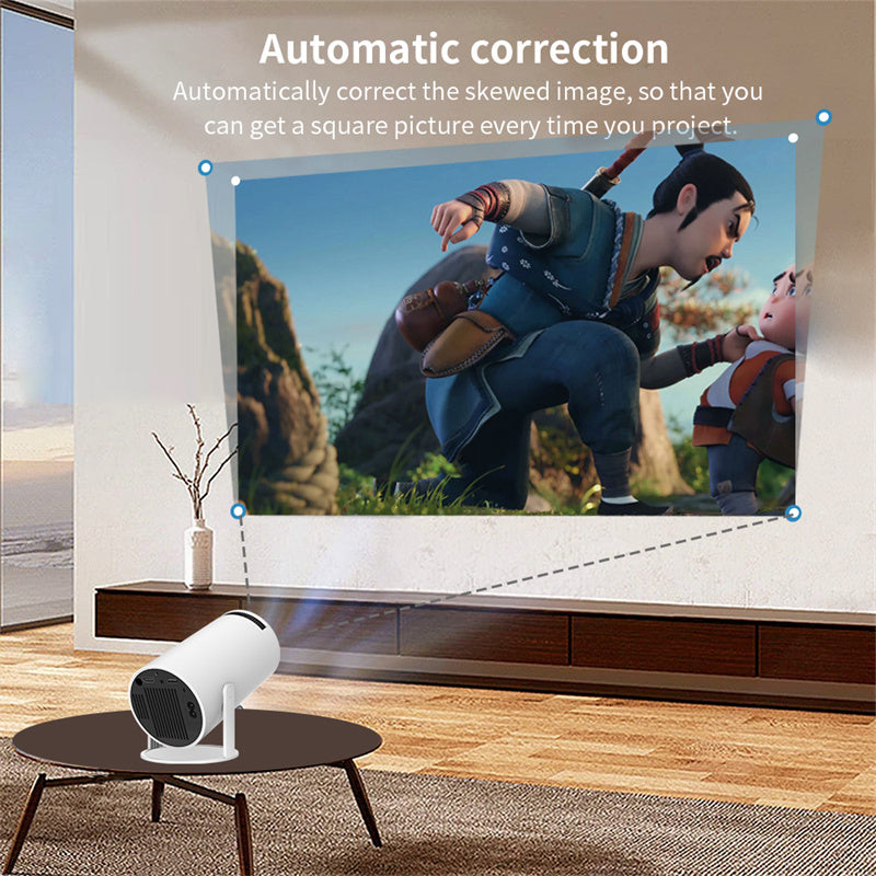 Draagbare 4K Smart Projector met WiFi & Bluetooth, 180 graden draaibaar, ideaal voor hoogwaardige thuisbioscoop projecties.