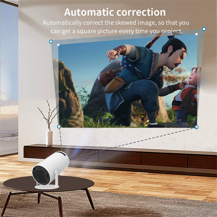 Draagbare 4K Smart Projector met WiFi & Bluetooth, 180 graden draaibaar, ideaal voor hoogwaardige thuisbioscoop projecties.