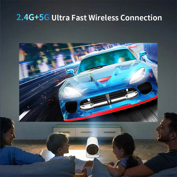 Draagbare 4K Smart Projector met WiFi & Bluetooth, 180 graden draaibaar, ideaal voor hoogwaardige thuisbioscoop projecties.