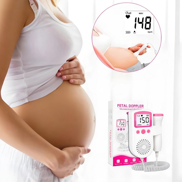 Draagbare foetale doppler voor moeders, handzaam en licht, met volumeregeling voor hartslagmonitoring van de baby.