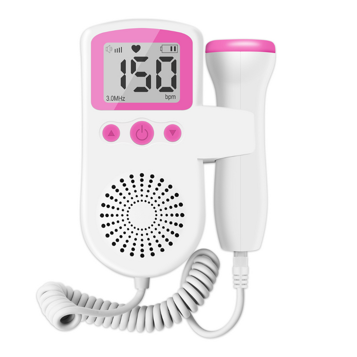 Draagbare foetale doppler voor moeders, handzaam en licht, met volumeregeling voor hartslagmonitoring van de baby.