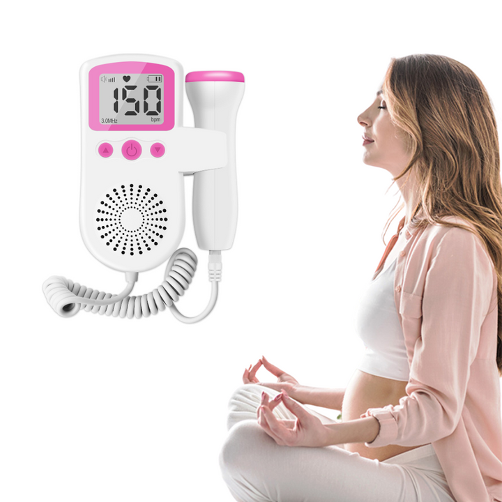 Draagbare foetale doppler voor moeders, handzaam en licht, met volumeregeling voor hartslagmonitoring van de baby.