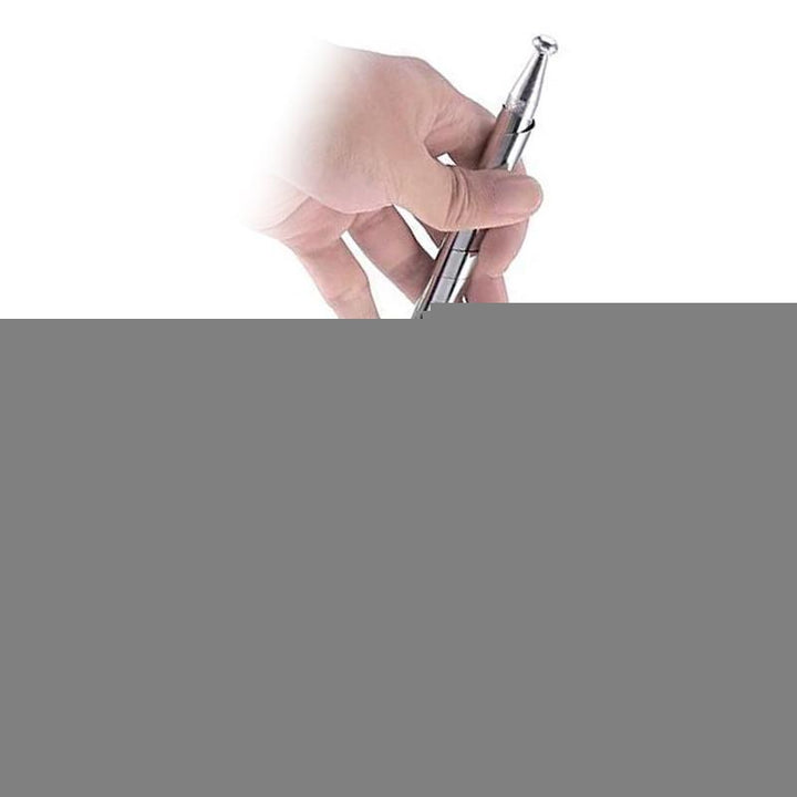 Draagbare, veelzijdige metalen staf in compacte vorm, ideaal voor zelfverdediging en magische effecten, zilverkleurig.