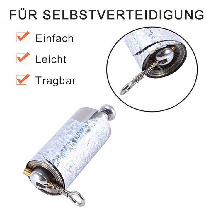 Draagbare, veelzijdige metalen staf in compacte vorm, ideaal voor zelfverdediging en magische effecten, zilverkleurig.