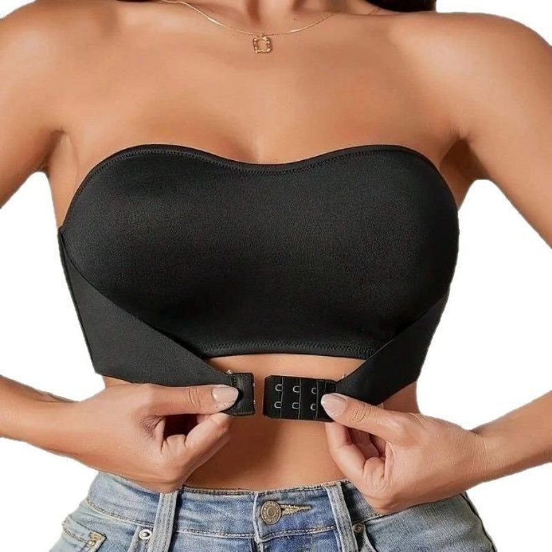 Dames strapless push-up bh, draadloos, met gesp, veelzijdig, in beige, met natuurlijk comfort