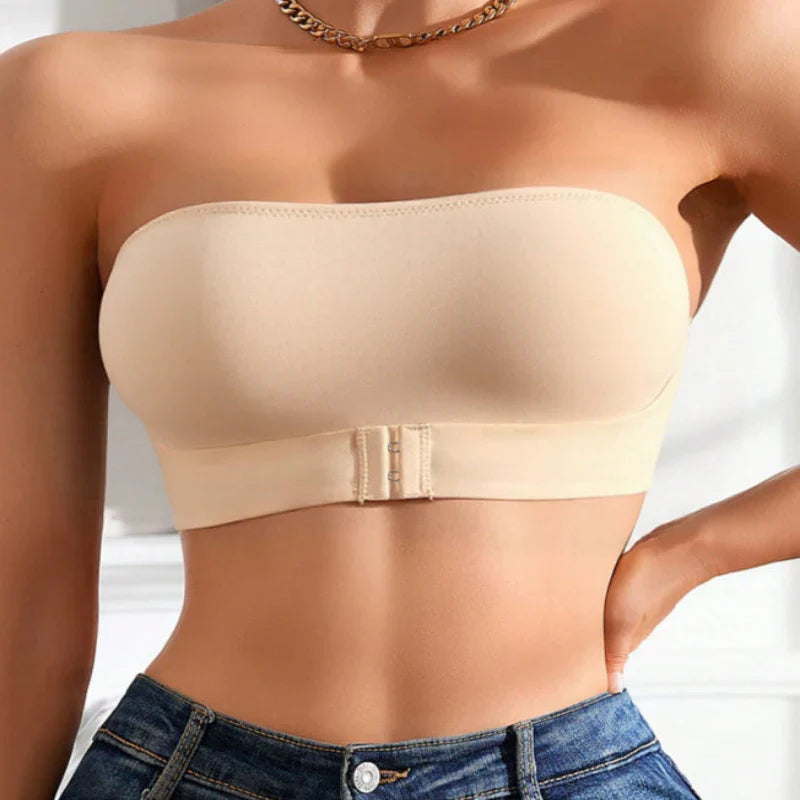 Strapless Push-Up Beha voor dames, huidskleur, draadloos, niet gevoerd, met gespsluiting, veelzijdig voor elke outfit