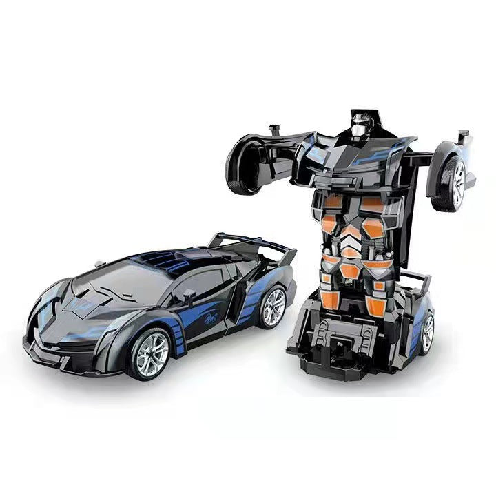 Transformerend kindervoertuig in helder geel, van auto naar robot, stimuleert creatieve speelideeën en fantasie