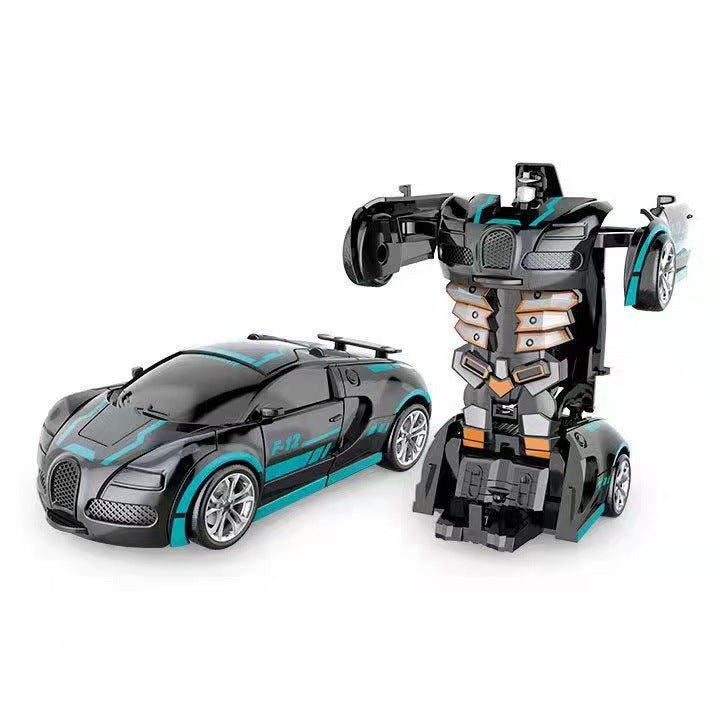 Transformerend kindervoertuig in helder geel, van auto naar robot, stimuleert creatieve speelideeën en fantasie