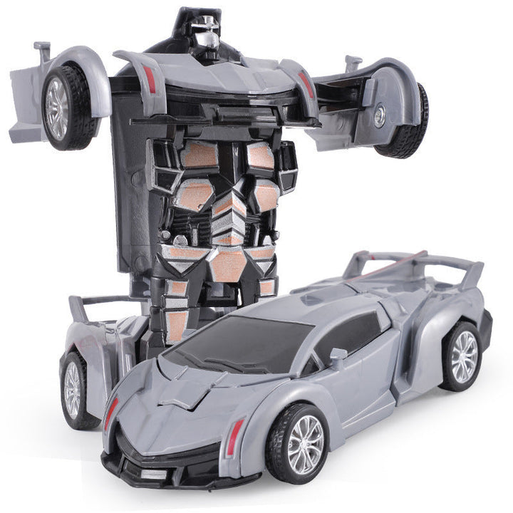 Transformerend kindervoertuig in helder geel, van auto naar robot, stimuleert creatieve speelideeën en fantasie