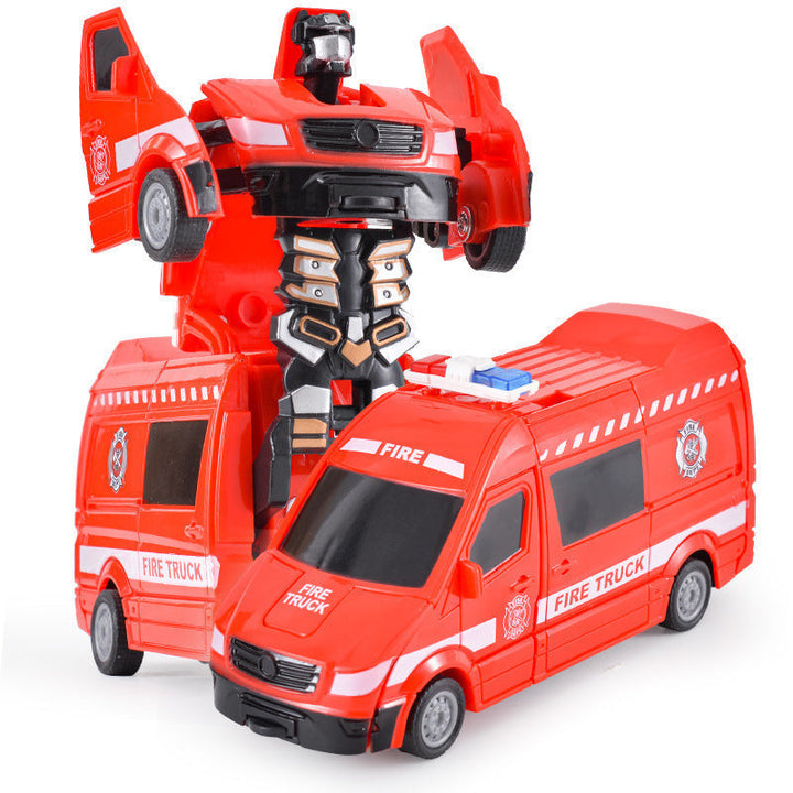 "Transformierendes Kinderfahrzeug in leuchtendem Gelb, von Auto zu Roboter, fördert kreative Spielideen und Fantasie"