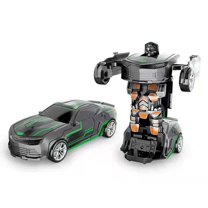 "Transformierendes Kinderfahrzeug in leuchtendem Gelb, von Auto zu Roboter, fördert kreative Spielideen und Fantasie"